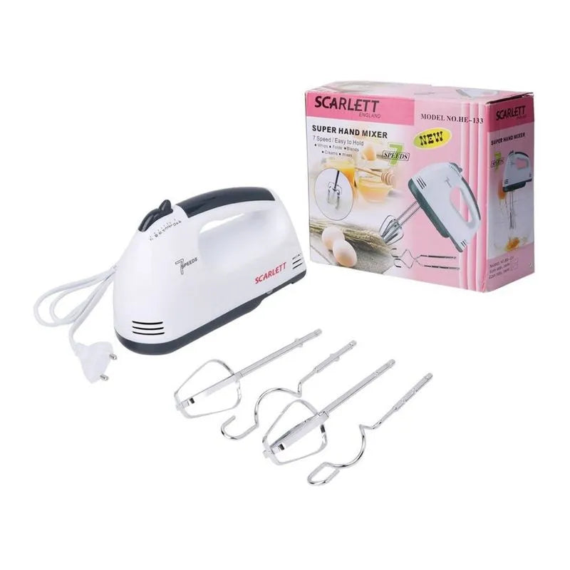 🧁 Batidora Eléctrica de Mano Scarlett – 7 Velocidades para una Preparación Rápida y Precisa