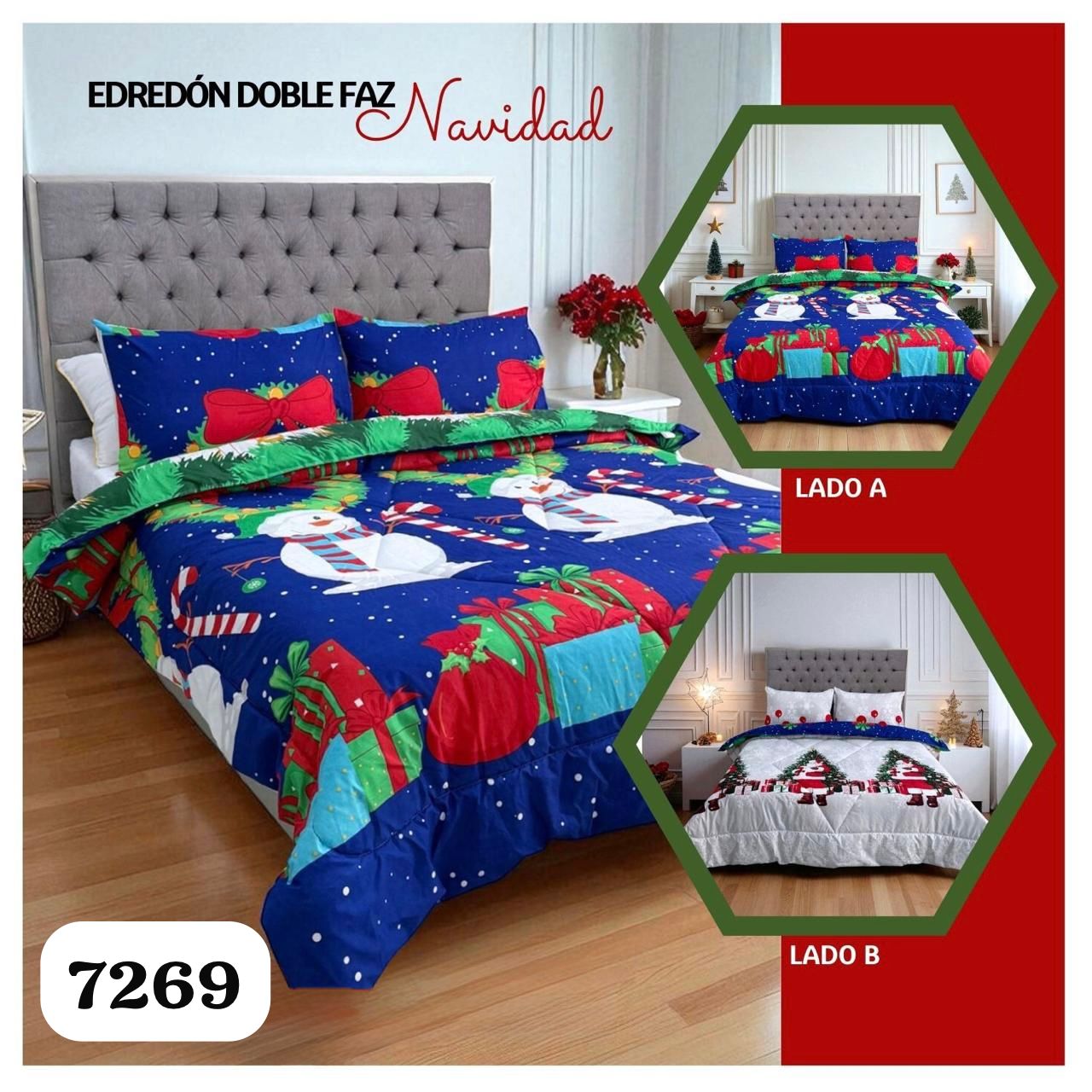 Edredón doble faz cama doble navidad