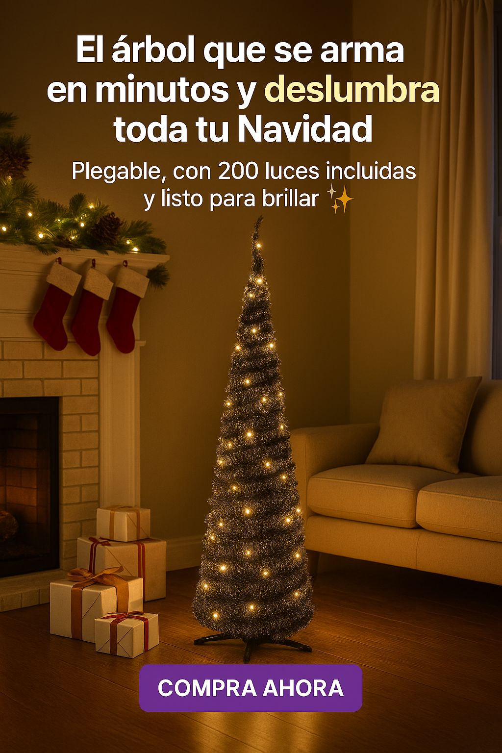 Arbol de Navidad VerdeT Plegable +Luces
