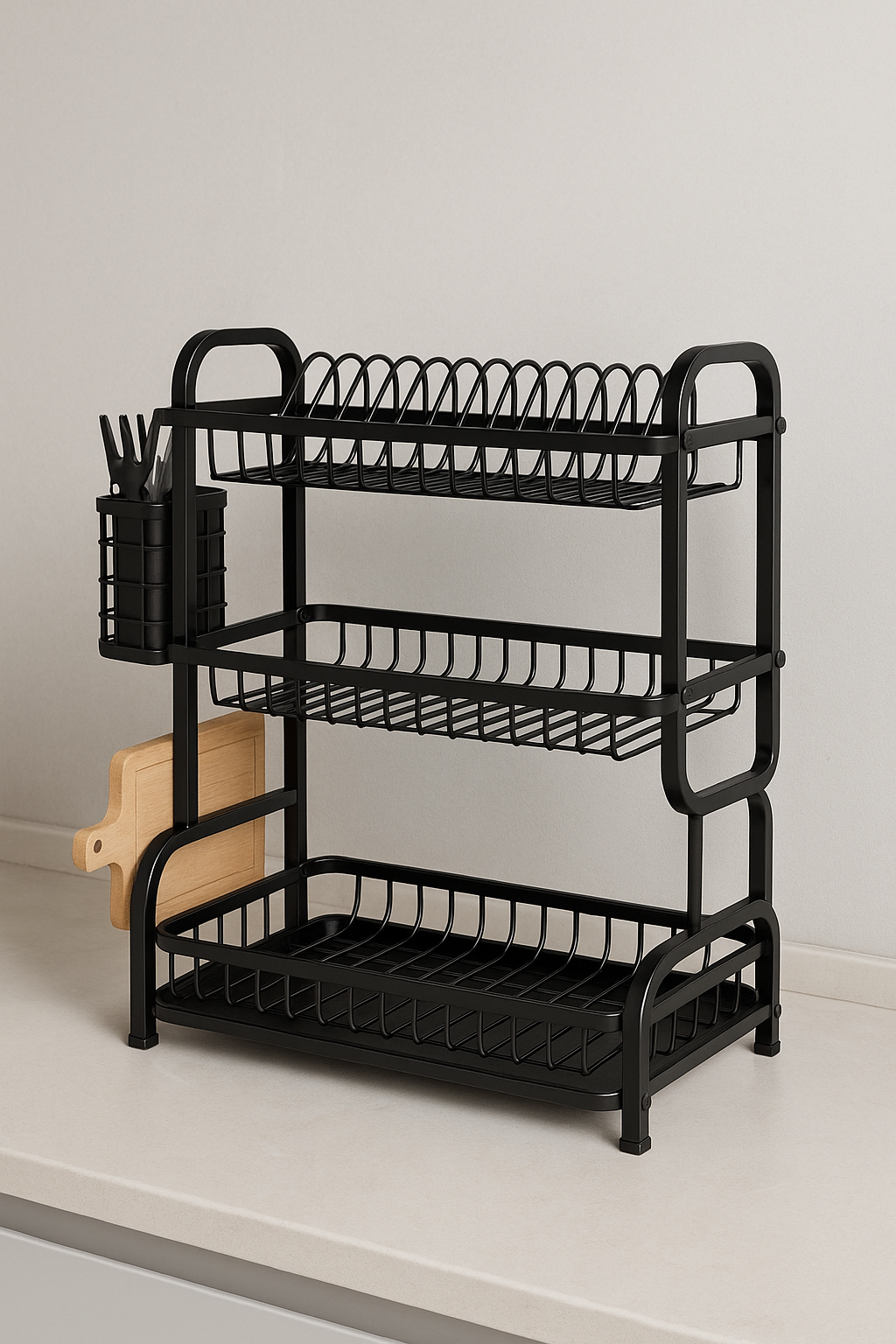 Escurridor Inoxidable Platero 3 Niveles Gran Capacidad Negro