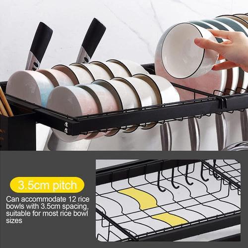 Estante Para Platos Acero Inoxidable Platero Escurridor 65cm Color Negro