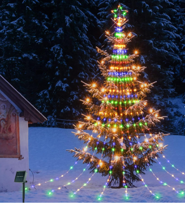 Estrella de Navidad Cascada Panel Solar