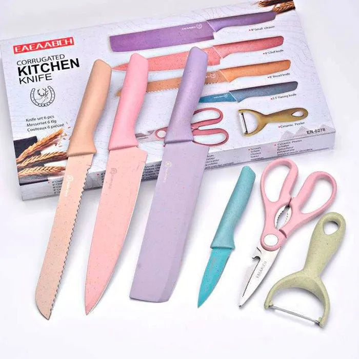 Set De 6 Cuchillos Acero Inoxidable Para Cocina Profesional