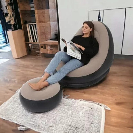 🛋 Sillón Inflable Reclinable + Puff
