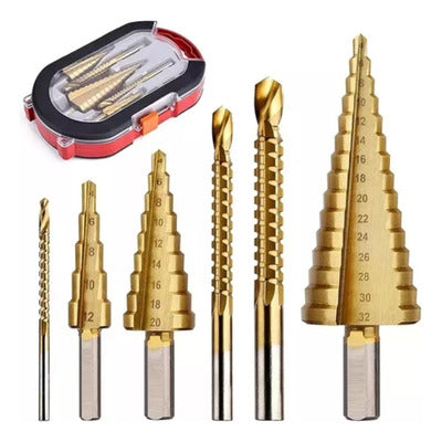 Juego de 6 Brocas Escalonada de Acero