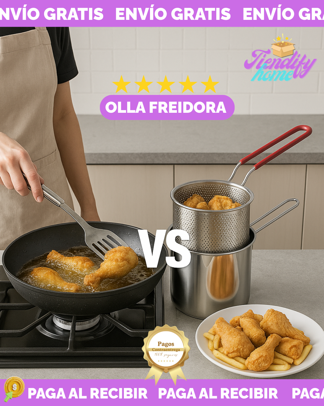 Olla Freidora Profunda Aceite Canasta