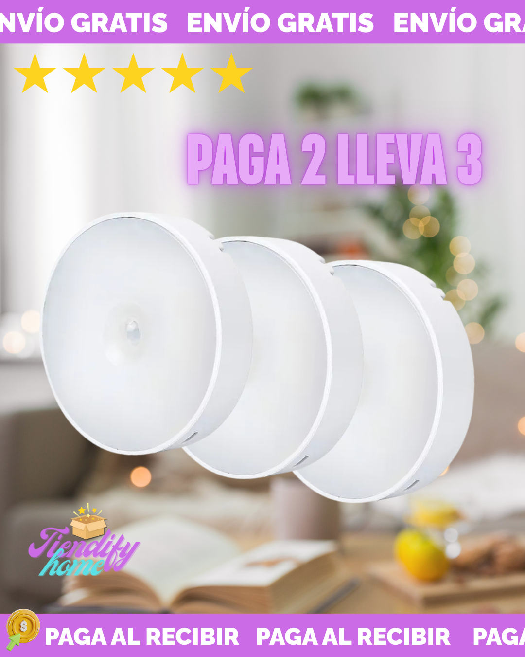 Luz Con Sensor De Movimiento Recargable