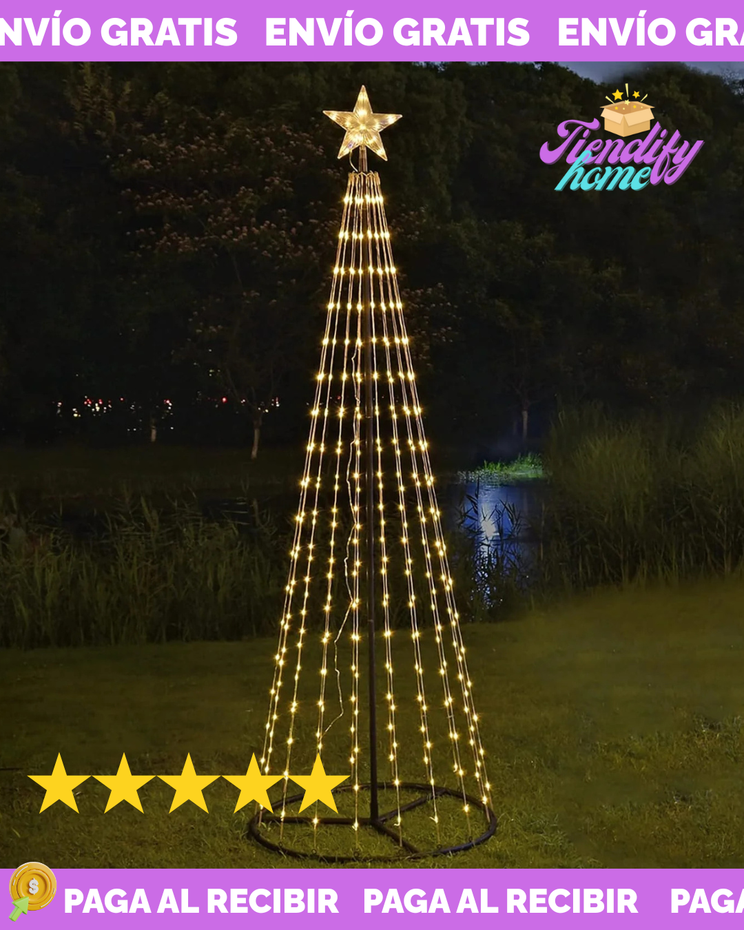 Arbol Conico Luces Navideño Armable180cm