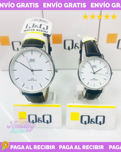 RELOJ Q&Q PAREJA EN CUERO ORIGINAL