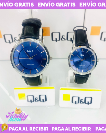 RELOJ Q&Q PAREJA EN CUERO ORIGINAL