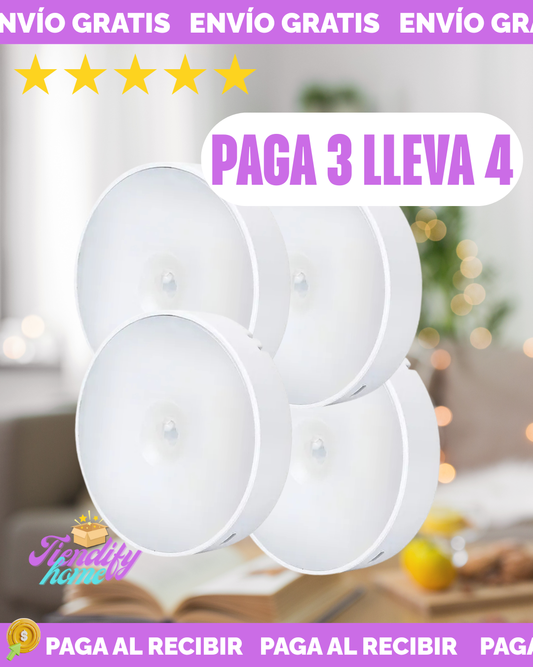 Luz Con Sensor De Movimiento Recargable