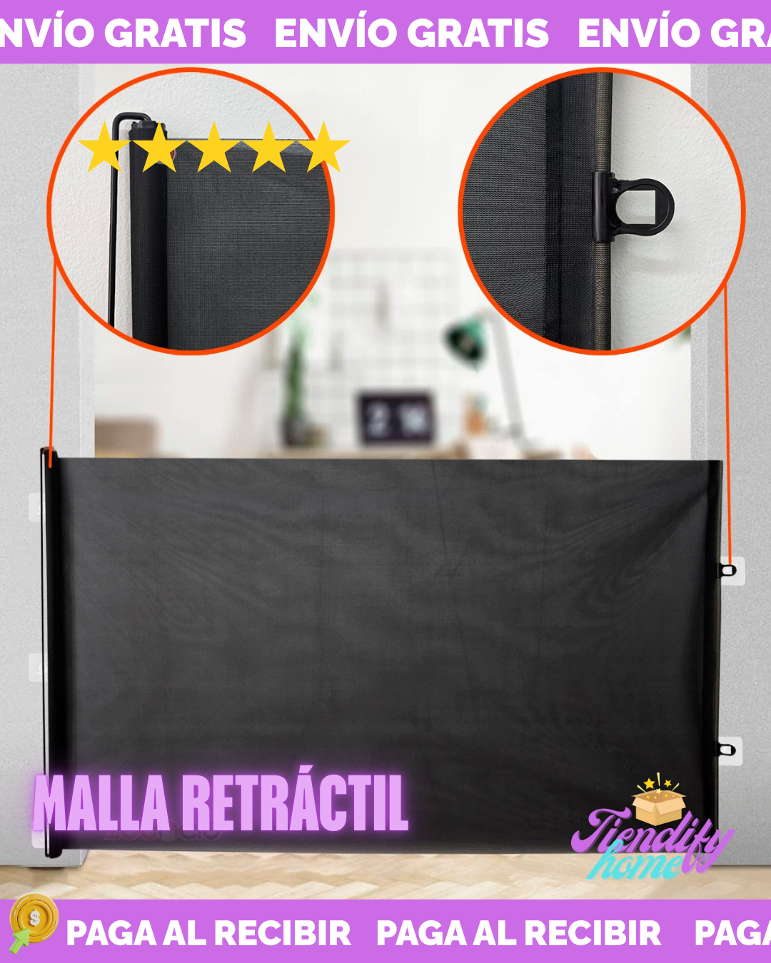 Malla Puerta Retráctil De Seguridad Larg