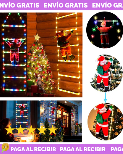 Papa Noel Escalador Decorativo Con Luces