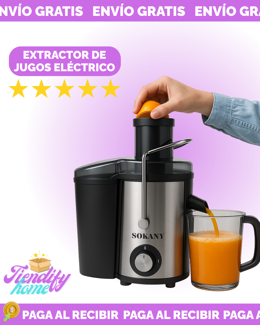 Extractor De Jugos Automatico Frutas Y Verduras Sokany Sk-4000 800w