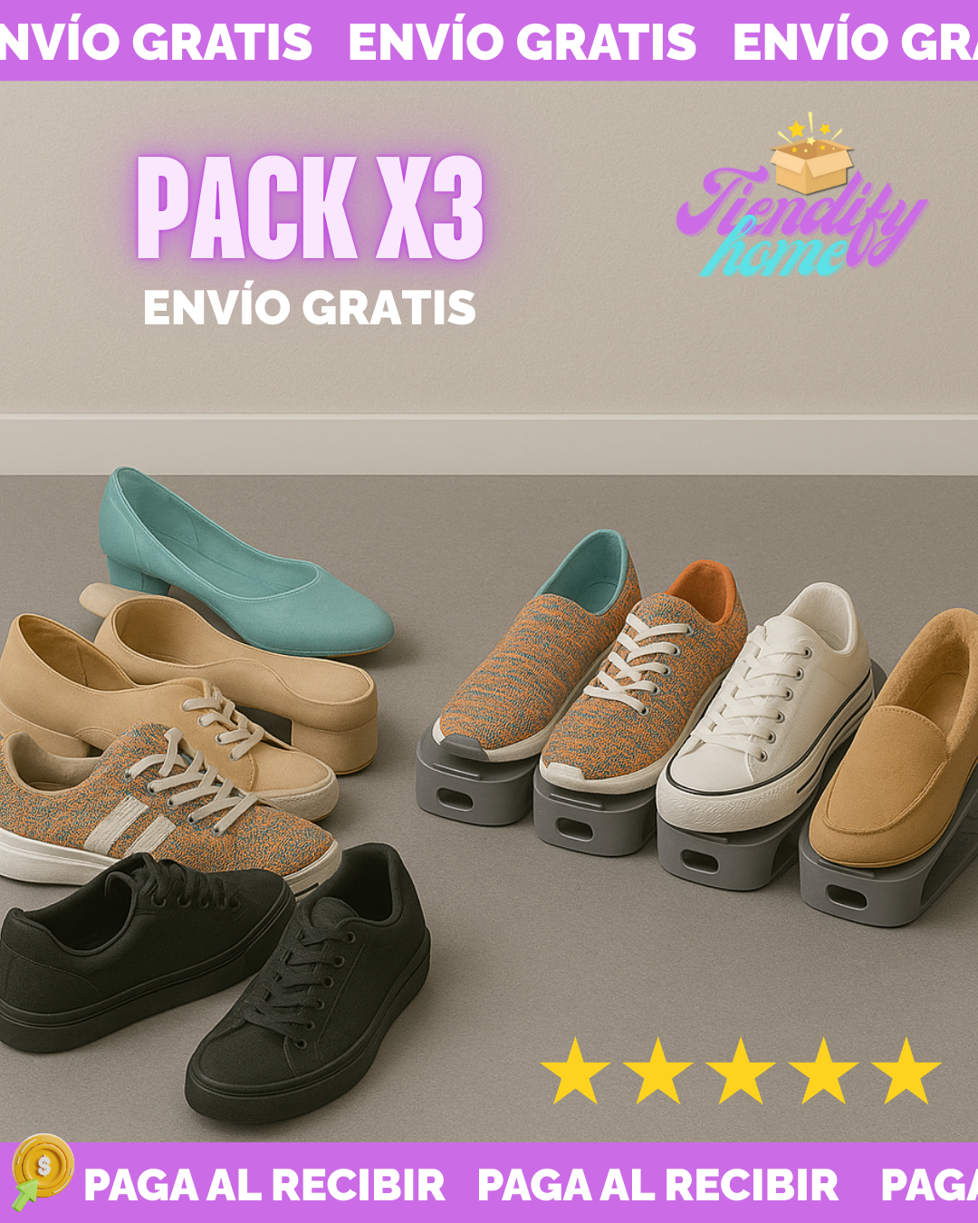 Organizador de zapatos x3 Zapatero Acomodador Plástico ZAP3