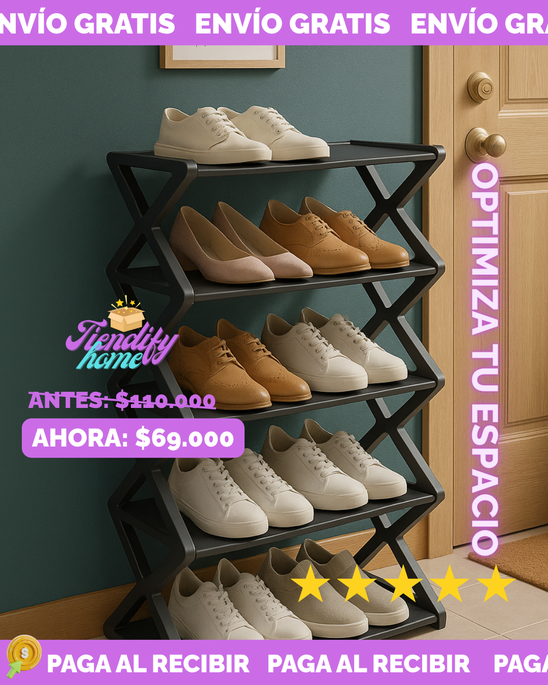 🥿 Organizador Zapatero 5 Niveles – Optimiza tu espacio y luce un hogar impecable