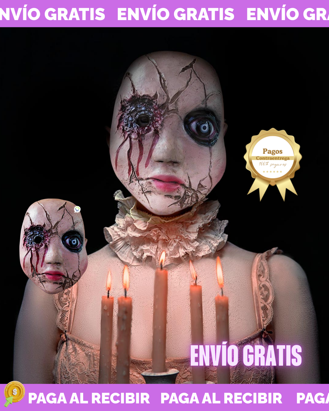 🕯️🎃 Máscaras Halloween Edición Pro – Cómodas y Resistentes