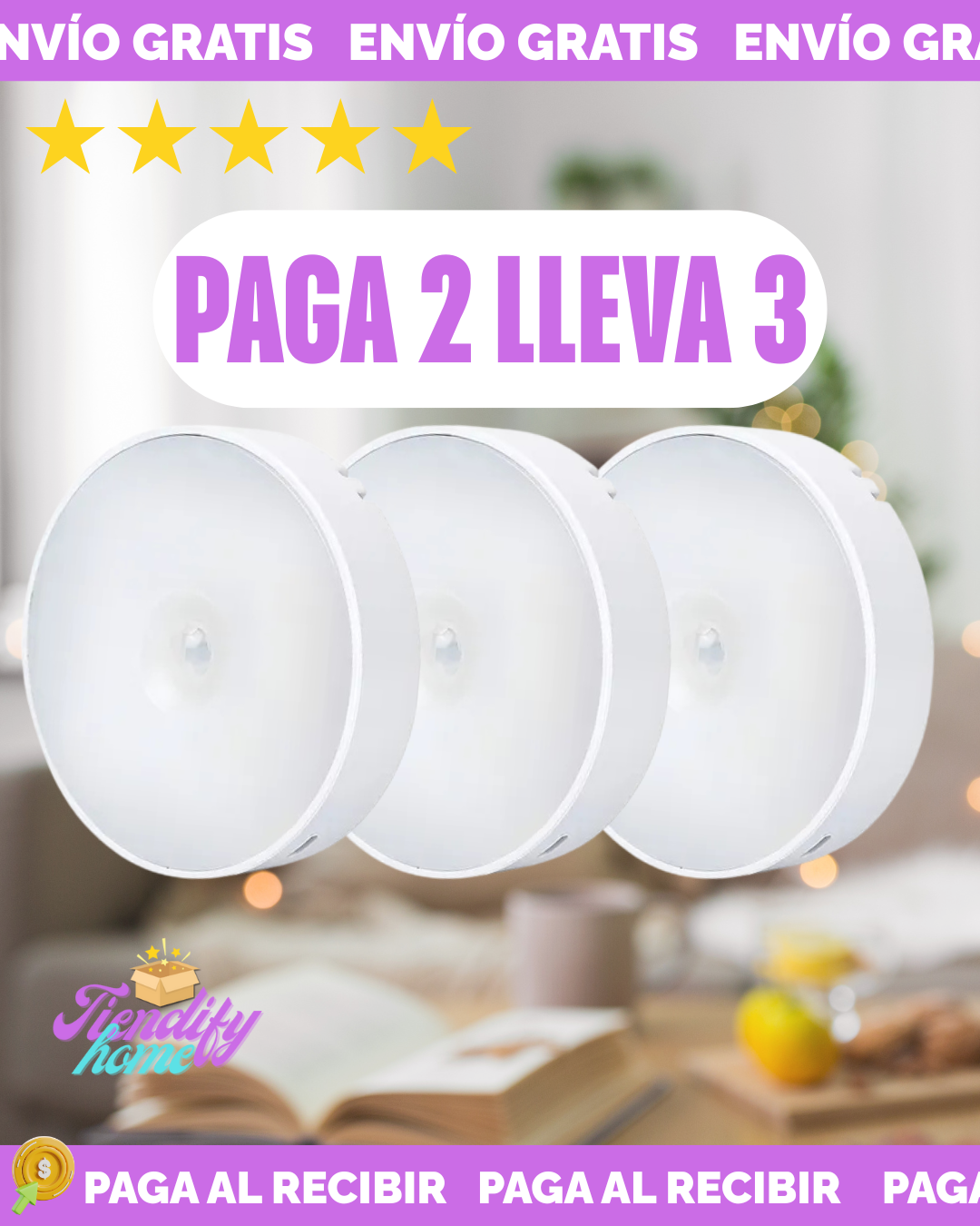 Luz Con Sensor De Movimiento Recargable