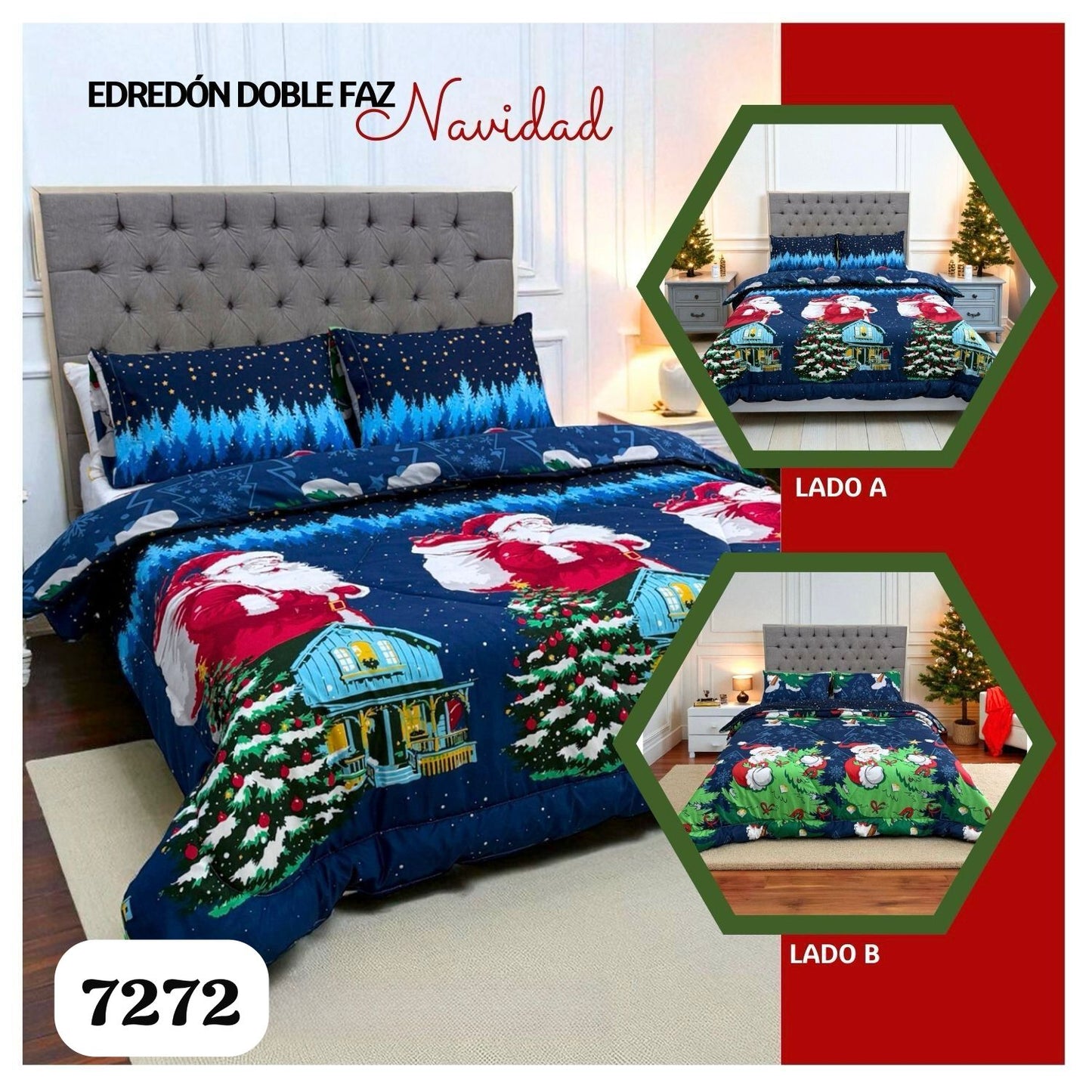 Edredón doble faz cama doble navidad