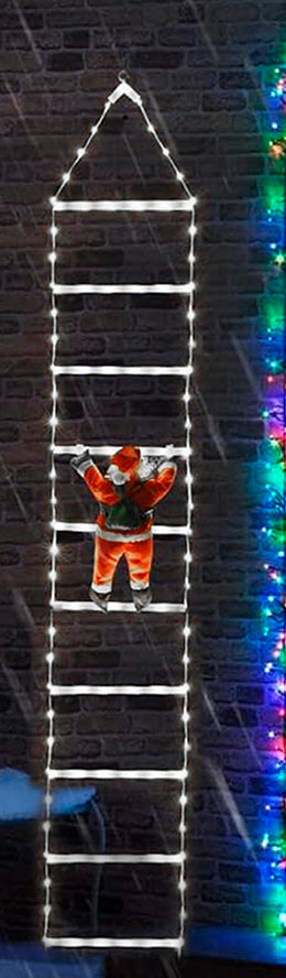 Papa Noel Escalador Decorativo Con Luces