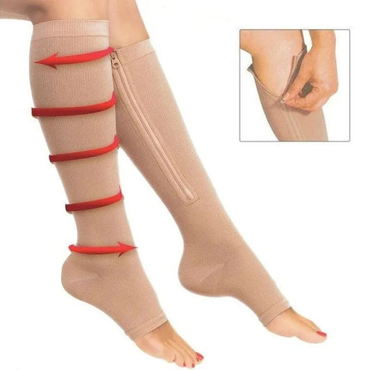 Medias De Compresión Zip Sox Beige Anti