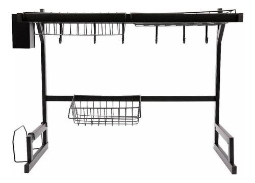 Estante Para Platos Acero Inoxidable Platero Escurridor 65cm Color Negro