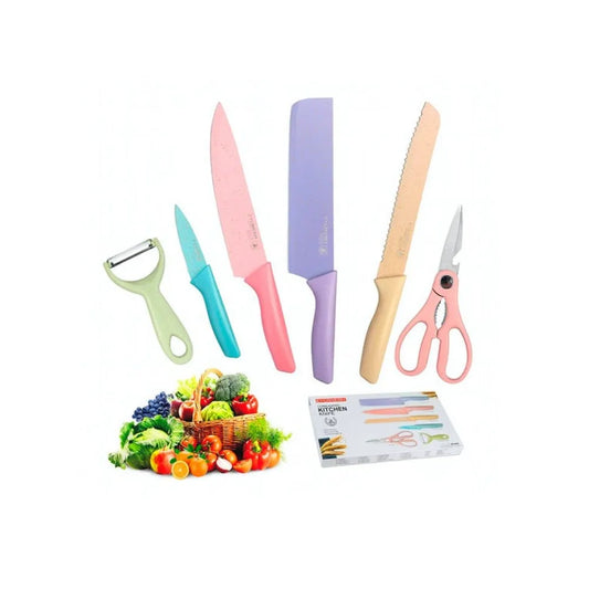 Set De 6 Cuchillos Acero Inoxidable Para Cocina Profesional