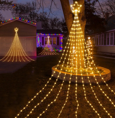 Estrella de Navidad Cascada Panel Solar